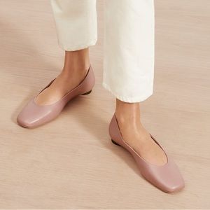 Everlane Square Toe Flats Dusty Pink
